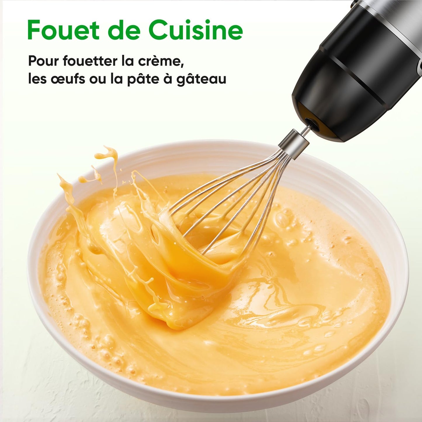 BESROY Mixeur Plongeant 5 en 1, 1100W, Vitesse Progressive, Lames Inox & Protection Anti-rayures, Hachoir Électrique, Fouet, Mousseur à Lait, Verre Doseur, pour Soupe, Smoothie, Purée