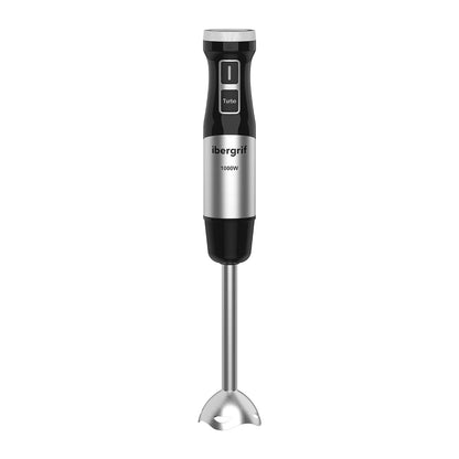 Ibergrif Mixeur Plongeant 1000W en Acier Inoxydable avec Réglage Continu de Vitesse et Bouton Turbo, Mixer Plongeur pour Soupes Smoothies Purées Sauces