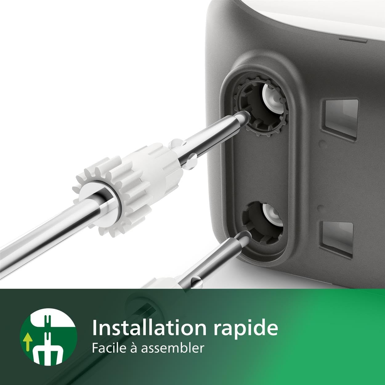 Philips Série 5000 Batteur Mixeur - Puissance 450 W, Fouets Coniques pour Pâte Aérée, 5 Vitesses + Turbo, Éjection Facile des Accessoires, Clip Attache-Cordon (HR3741/00)