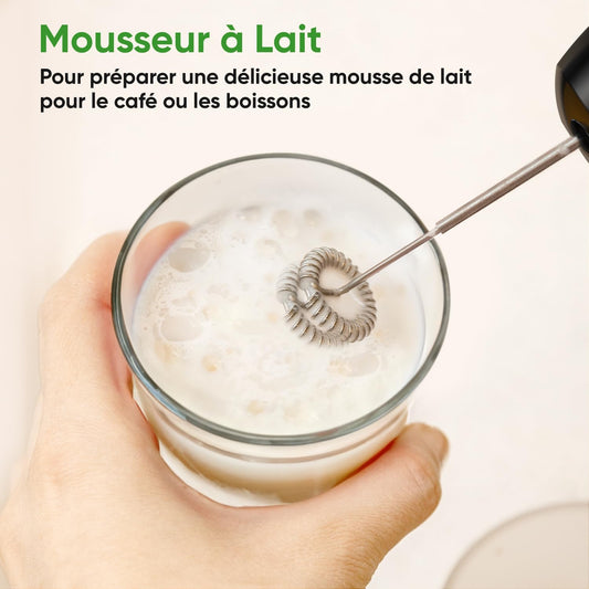 BESROY Mixeur Plongeant 5 en 1, 1100W, Vitesse Progressive, Lames Inox & Protection Anti-rayures, Hachoir Électrique, Fouet, Mousseur à Lait, Verre Doseur, pour Soupe, Smoothie, Purée