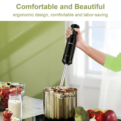 Mixeur Plongeant, Wancle mixer plongeur 600W, avec mode turbo pour les aliments pour bébés, les smoothies, les sauces et les soupes (Black)