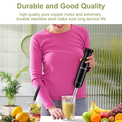 Mixeur Plongeant, Wancle mixer plongeur 600W, avec mode turbo pour les aliments pour bébés, les smoothies, les sauces et les soupes (Black)